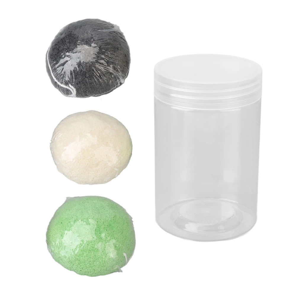 3pcs Konjac Facial Sponge Set Exfoliating Half Round Konjac Wash Face Flutter for Cleansing Black White Green