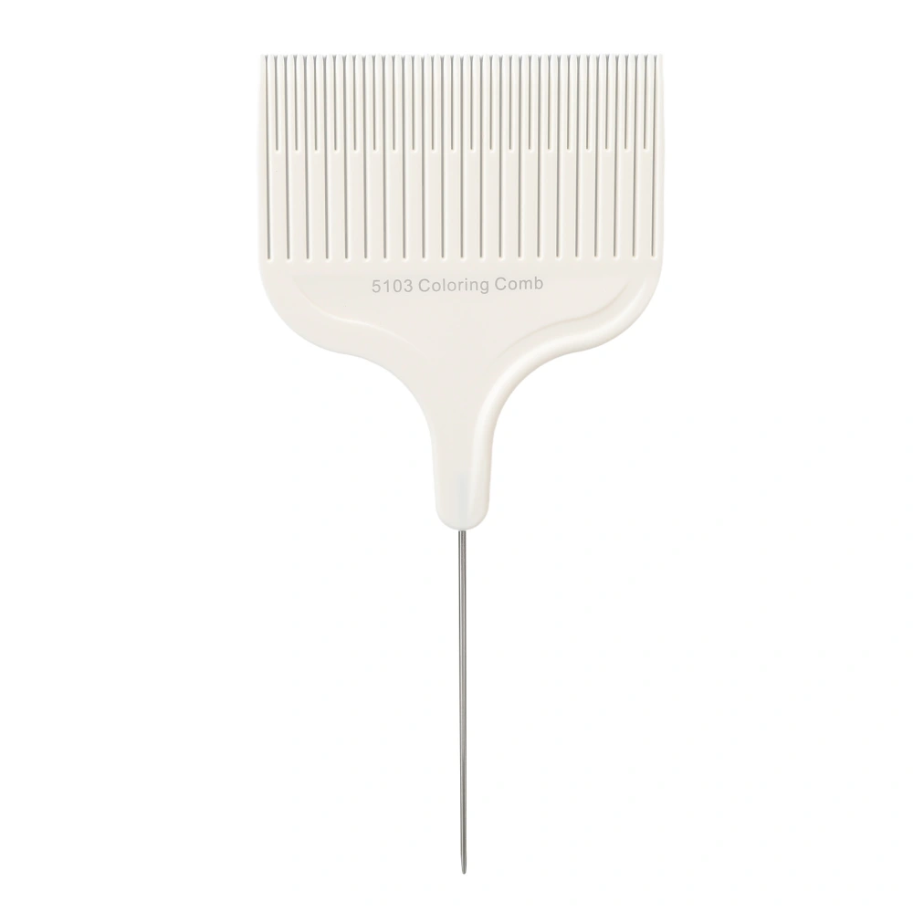 Hair Dyeing Comb Professional Steel Needle Pointed Tail Sectioning Highlights Comb for Hair Dying White