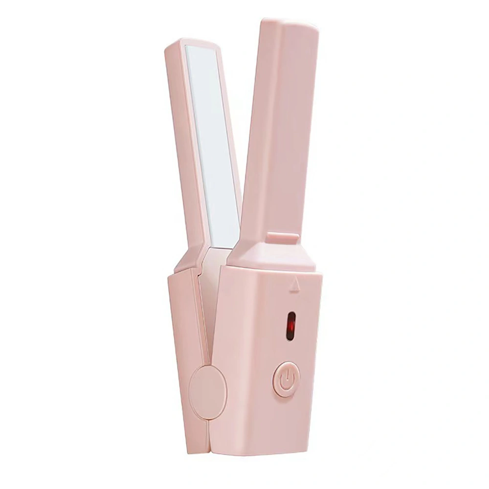 Mini Hair Straightener and Curler Trave Portable USB Fast Heating Flat Iron Hair Curler Styling Tool Sakura Pink