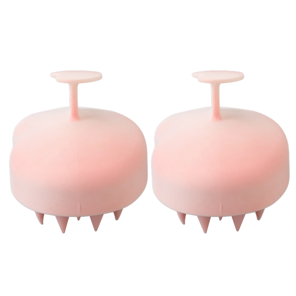 2PCS Shampoo Brush Reduce Itching Silicone Wet Dry Scalp Massager Dandruff Removal Shampoo Brush for Hair Care Pink