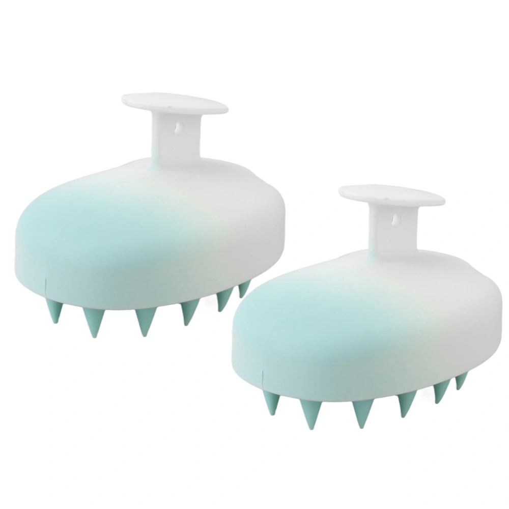 2PCS Shampoo Brush Reduce Itching Silicone Wet Dry Scalp Massager Dandruff Removal Shampoo Brush for Hair Care Blue