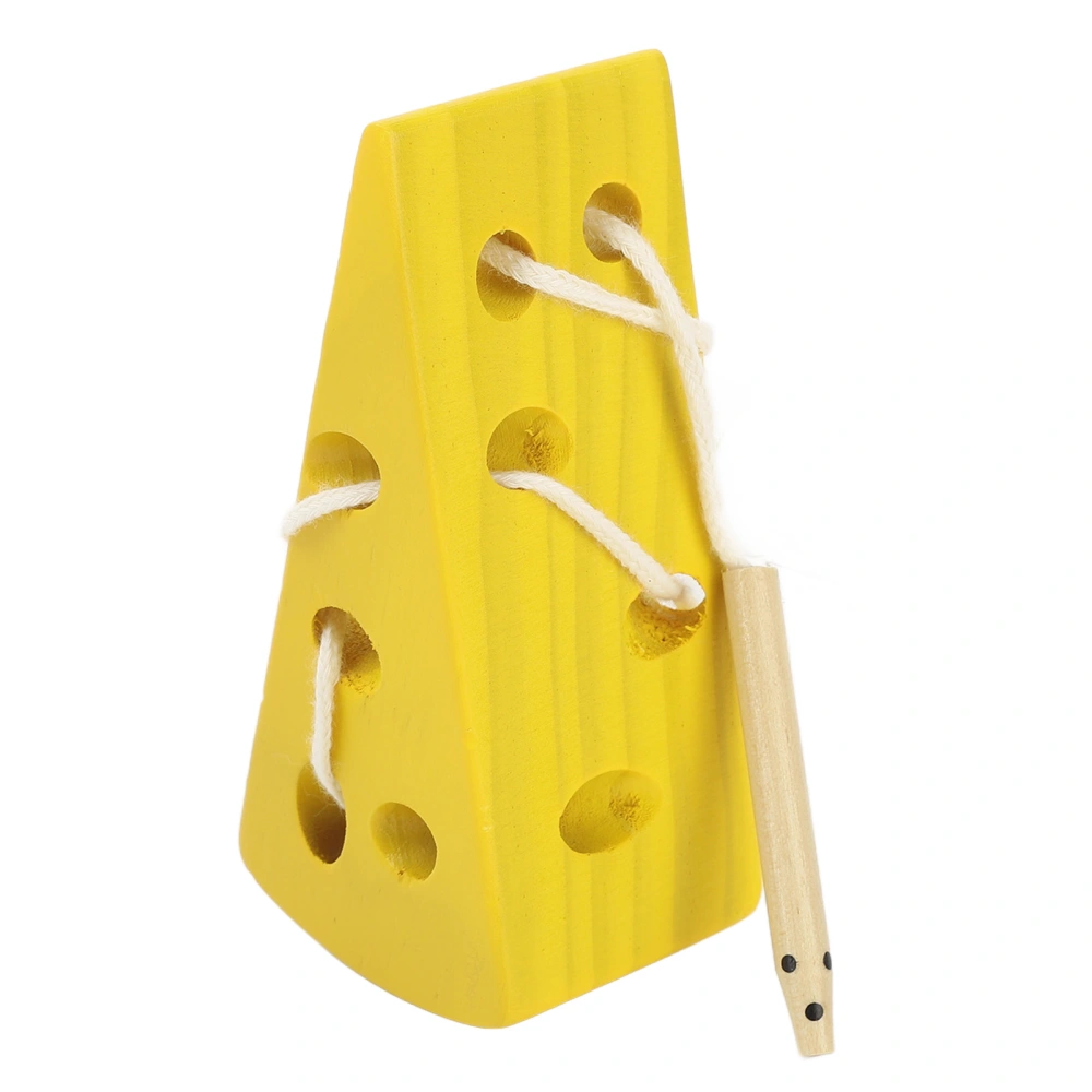 Wooden Lacing Cheese Toy Educational Learning Fine Motor Skill Wood Block Lacing Cheese Threading Toys for Baby