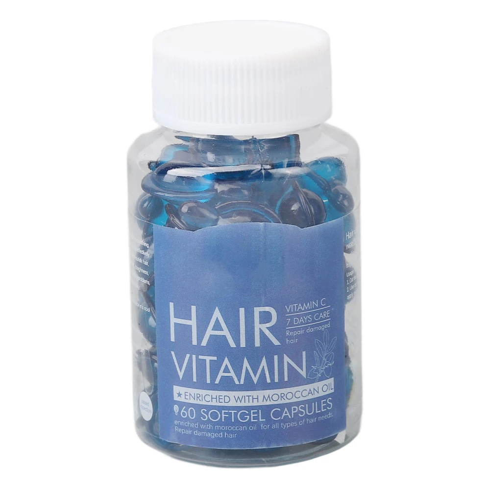 60pcs Hair Care Capsules Moisturizing Nourishing Hair Break Frizz Repair Essential Oil Daily Care Blue