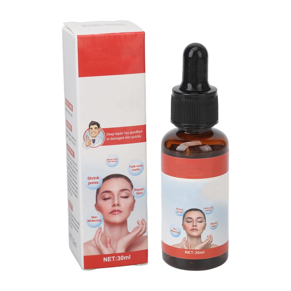 Salicylic Acid Facial Serum Mild Moisturizing Shrink Pore Pimple Marks Fading Skin Repair Serum 30ml