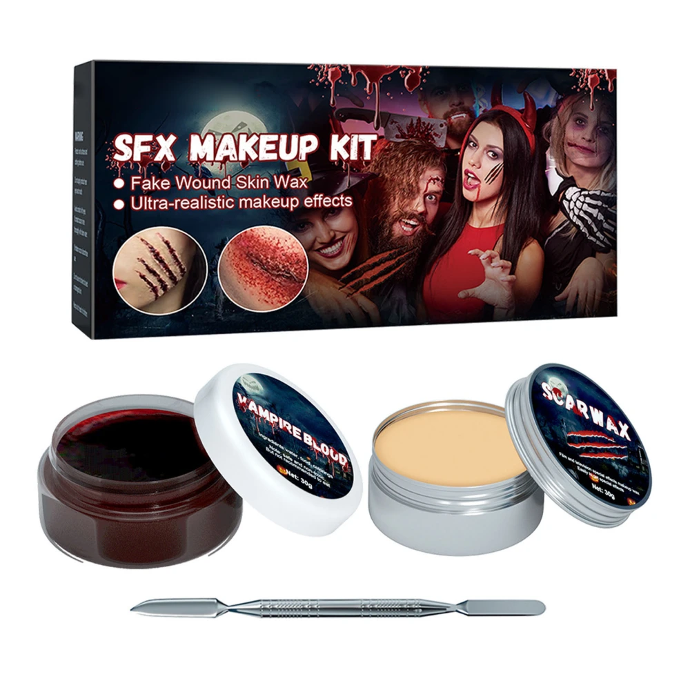 Skin Wax Makeup Kit Halloween Wound Modeling Fake Blood Scar Wax Party Special Effects Makeup Tools