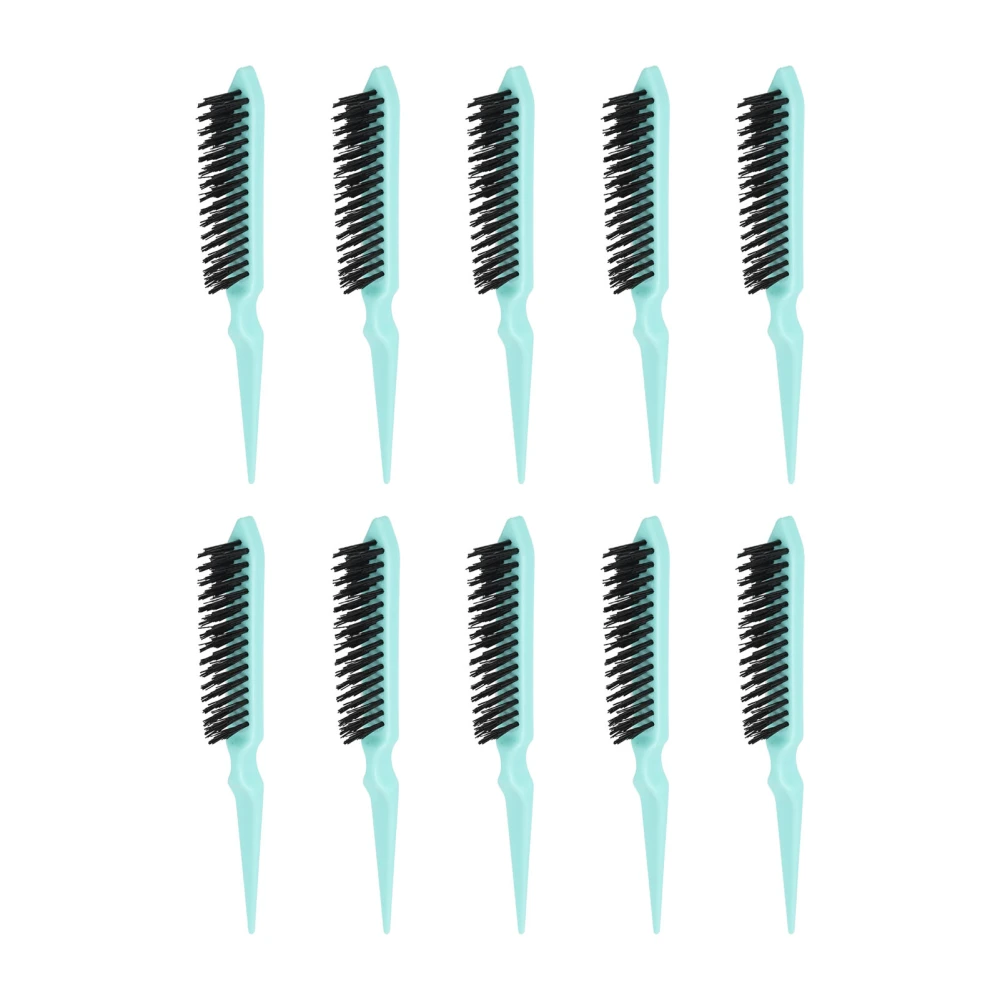 10pcs Nylon Hair Teasing Brush Professional Home Salon Rat Tail Teasing Brush for Back Combing Styling Tool