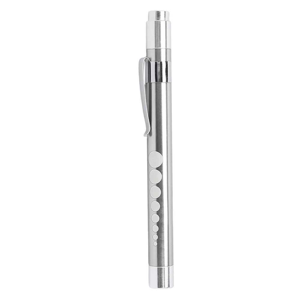 LED Penlight White Lighting Concave Head Aluminum Alloy Medical Pen Light for Throat Silver