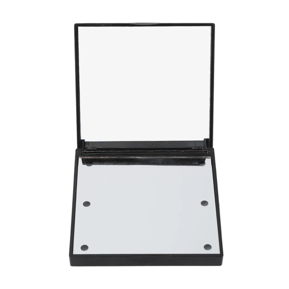 LED Lighted Travel Makeup Mirror Double Sided 2X Magnification White Light Travel Makeup Mirror for Purse Pocket Black