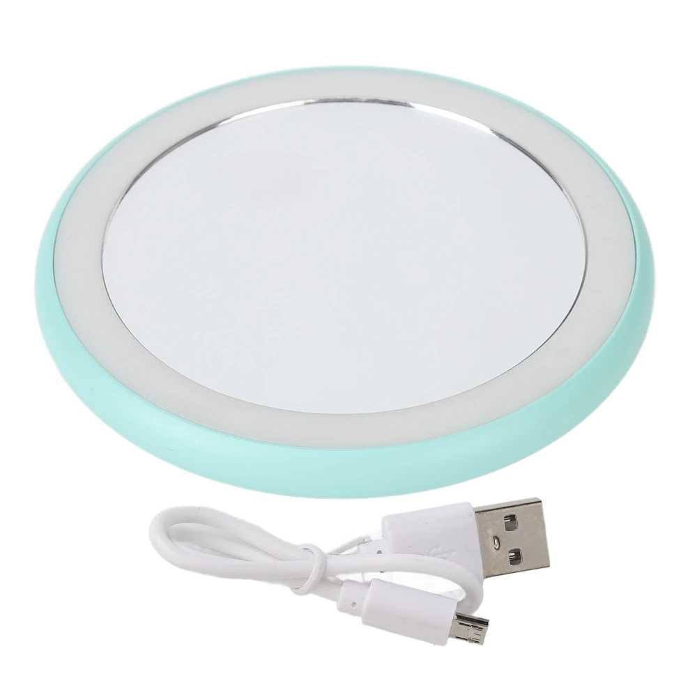 Compact Makeup Mirror with Light USB Rechargeable LED Round Portable Small Mirror Fruit Green