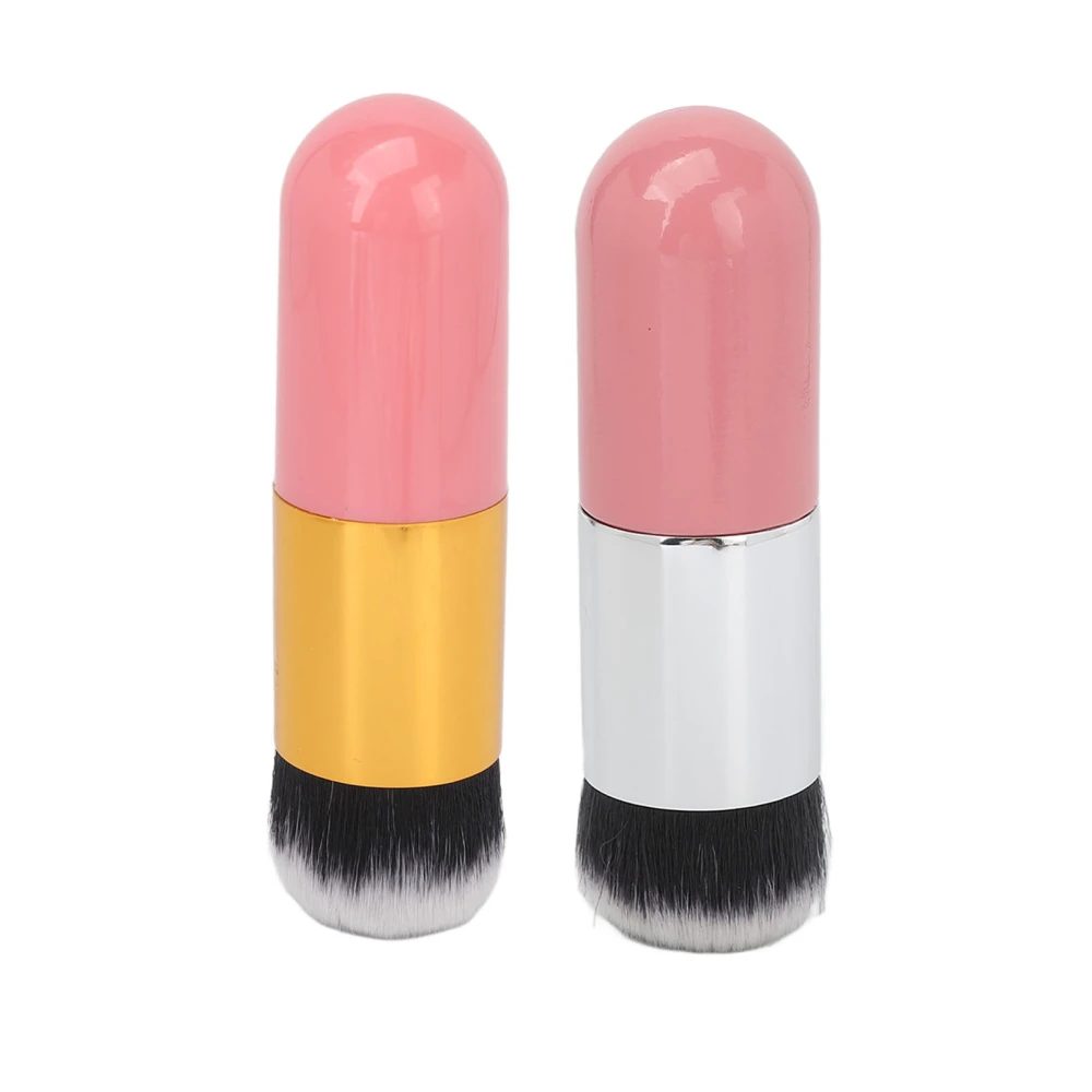 2pcs Liquid Foundation Brush Dense Fluffy Hair Makeup Brush for Blush Pressed Powder Pink Gold Pink Silver