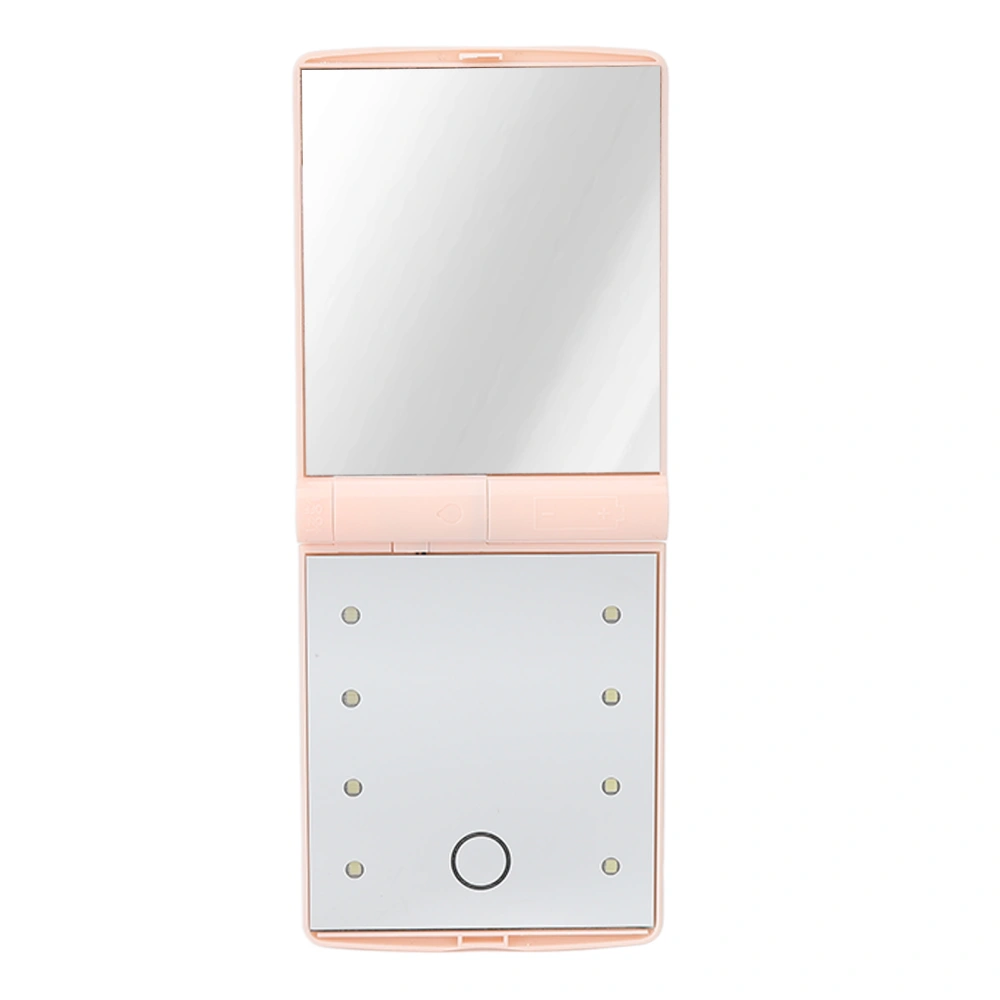 Lighted Makeup Mirror LED Double Sided Portable Foldable Sensitive Touch Cosmetic Mirror for Daily Life Pink