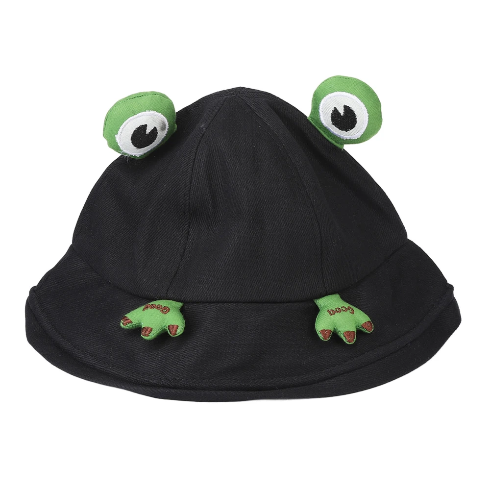 Cotton Bucket Hat Unisex Trendy UV Protection Wide Brim Animal Shape Adjustable Summer Beach Hat Black