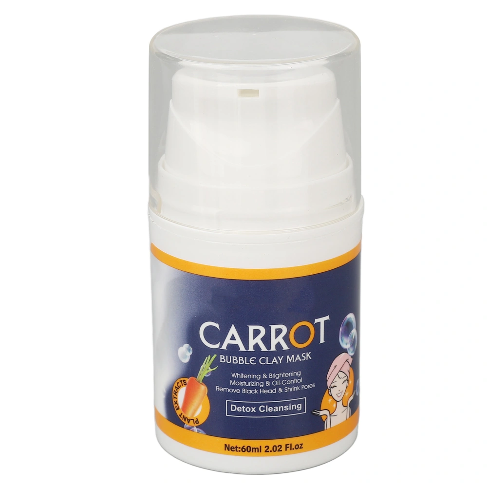 Carrot Facial Mud Mask Dense Bubble Exfoliating Oil Control Skin Brightening Clay Mask 60ml