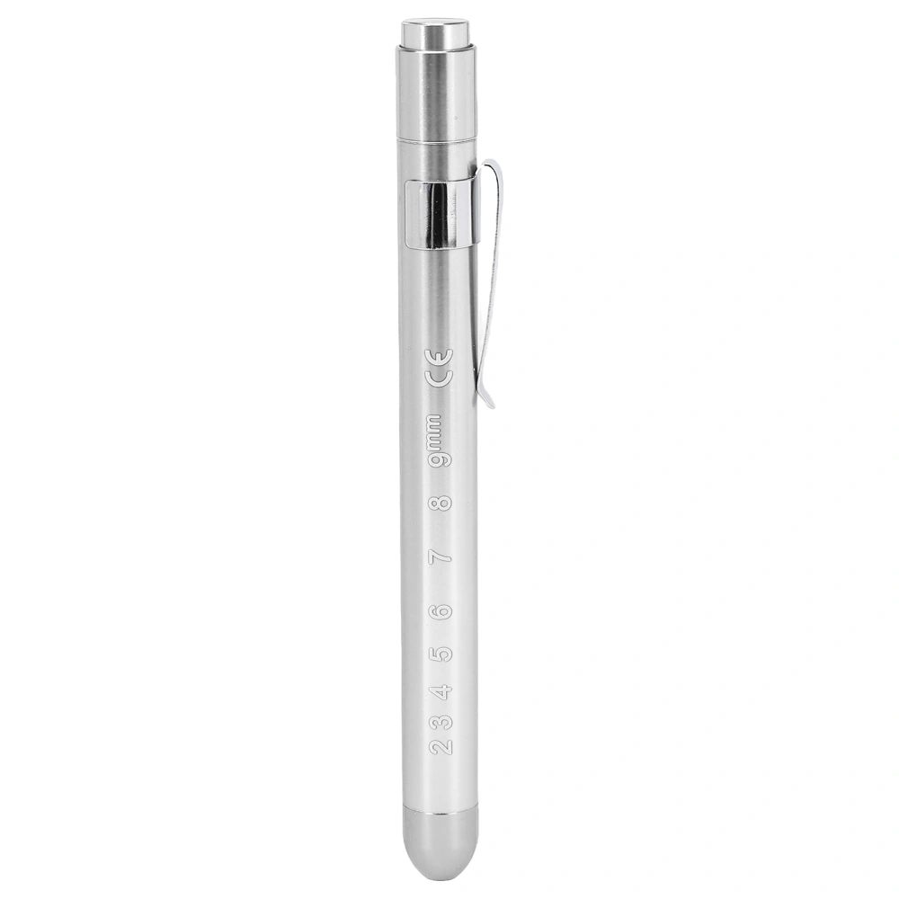 Pen Lights for Nurses Clip White Light Convex Head Reusable Pocket Size LED Pen Flashlight Silver