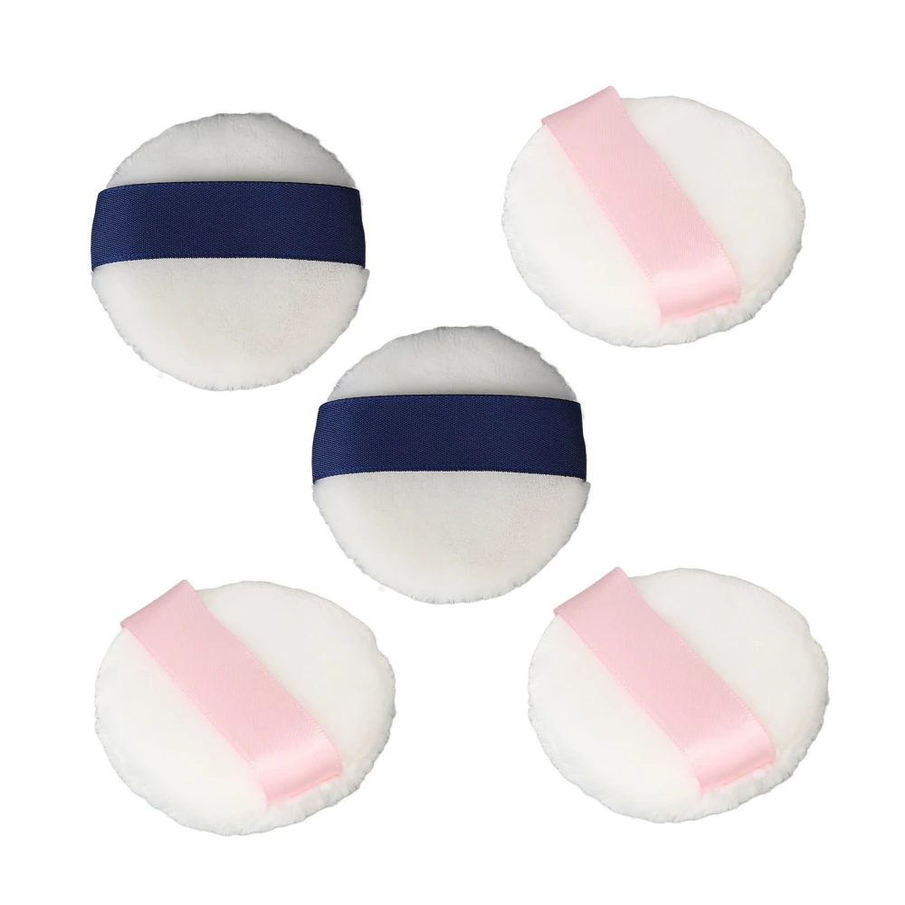 5pcs Powder Puff Super Soft Double Side Velour Powder Puff for Women Pink and Blue