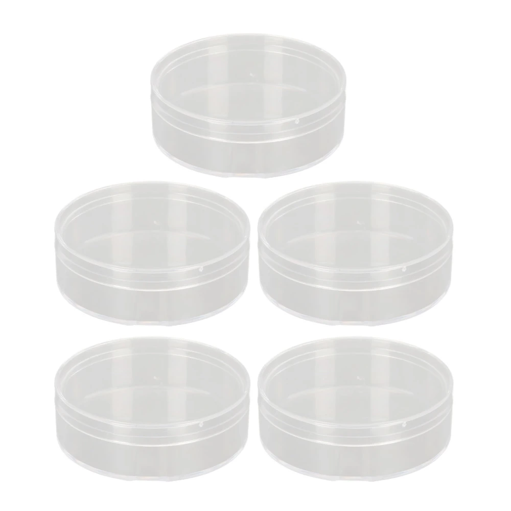 5pcs Transparent Round Powder Puff Storage Box Plastic Makeup Puff Packaging Box for Beads Craft