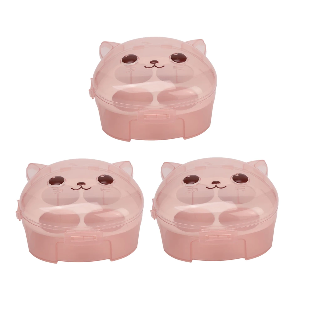 3pcs 4 Slots Makeup Sponge Holder Cat Shaped Dust Proof Transparent Beauty Sponge Container Holder