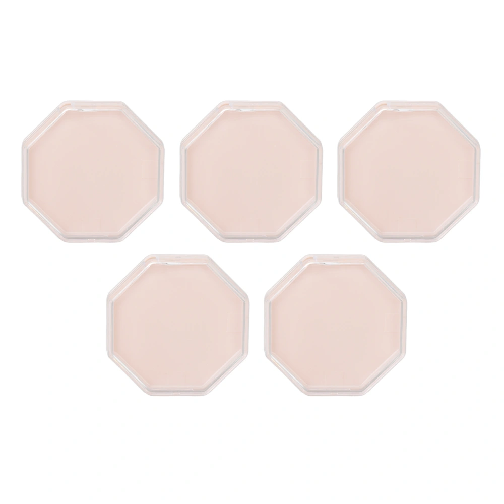 5pcs Powder Puff Storage Box Pink Portable Octagonal Makeup Puff Container Case for Bead Nail Tips