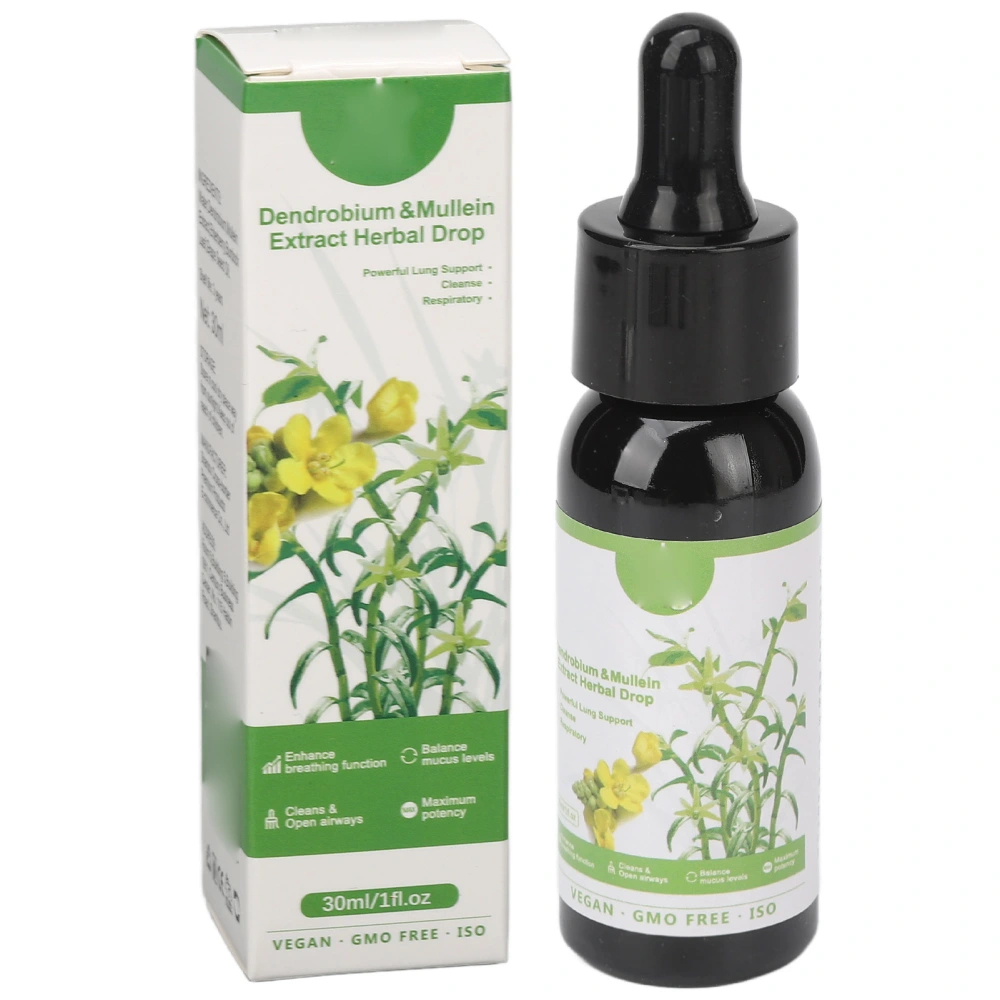 Dendrobium Mullein Herbal Extract Drops Clear Breath Mucus Lung Support Serum for Health Care 30ml