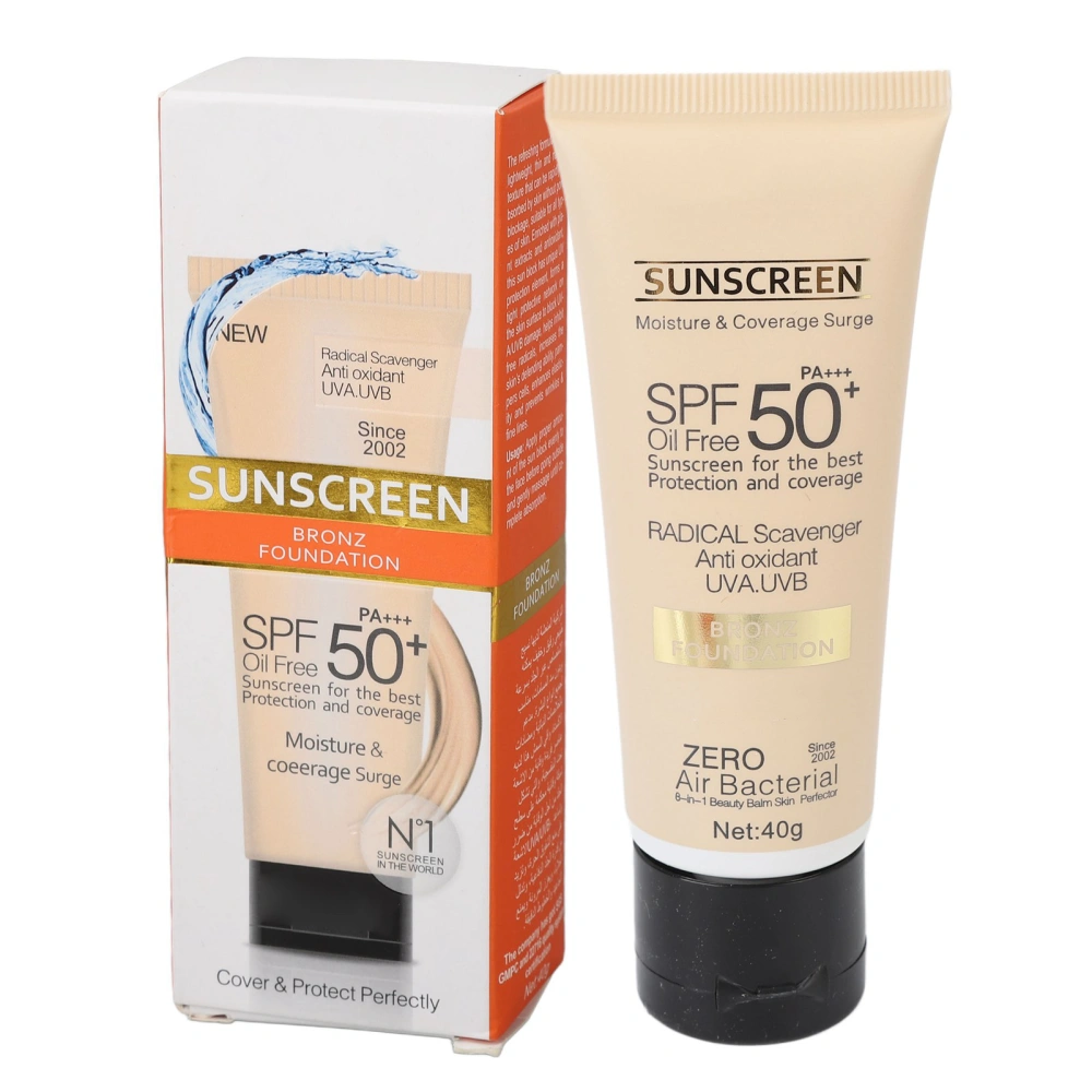 SPF 50 Sunscreen Cream Waterproof UV Protection Moisturizing Facial Sunblock for All Skin Type 40g