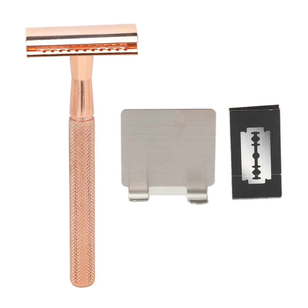 Hair Blade Handle Waterproof Metal Portable Manual Hair Blade Handle for Beauty Salon Rose Gold