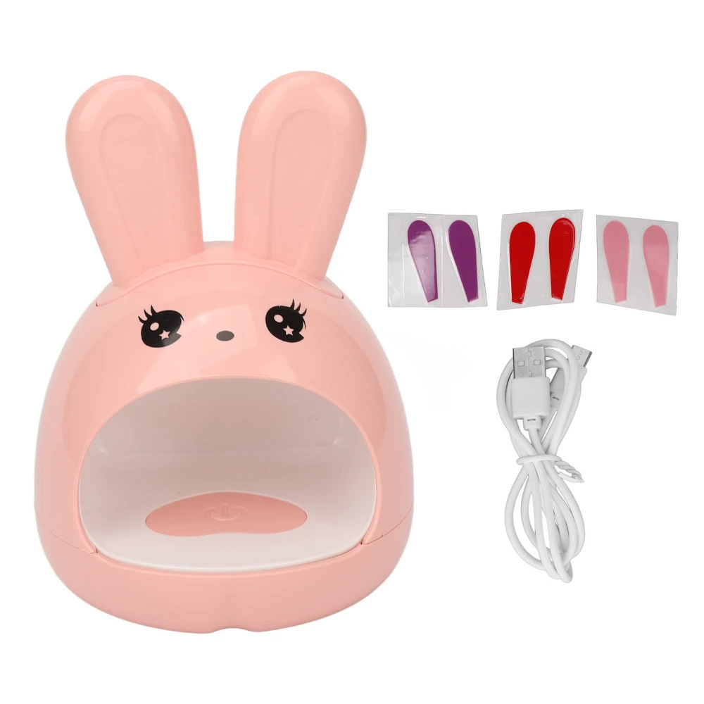 Cartoon LED Nail Lamp 8pcs Light Chips Bunny Shape Fasting Drying UV Mini Nail Dryer for Beauty Salon Pink