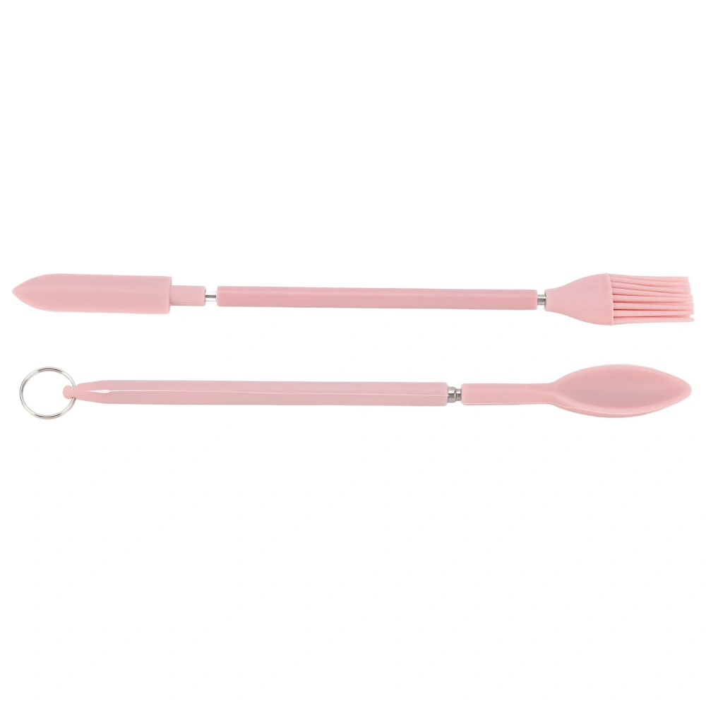 Telescopic Silicone Spatula Pink Reusable Jar Scraper Retractable Mini Makeup Spatula Spoon Set for Cosmetics