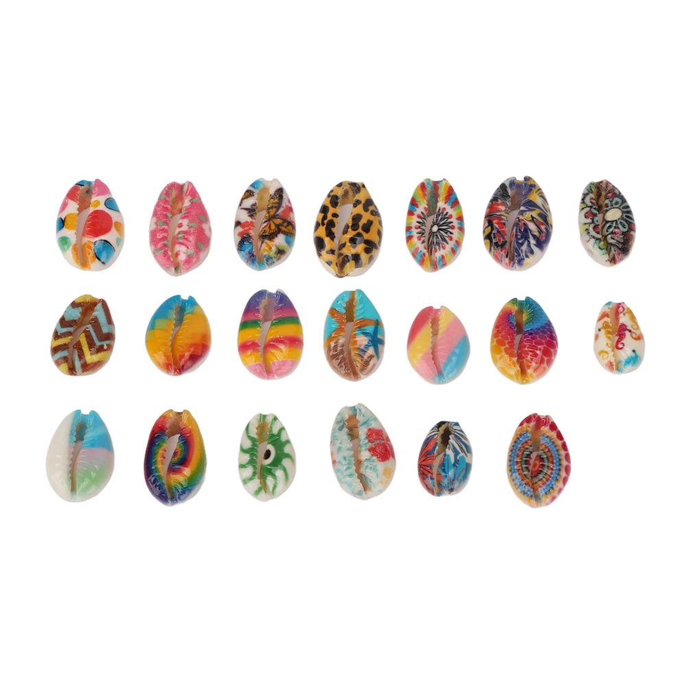 20pcs Hair Shell Pendants Floral Print Shell Hair Braid Rings Jewelry for Braids Dreadlock