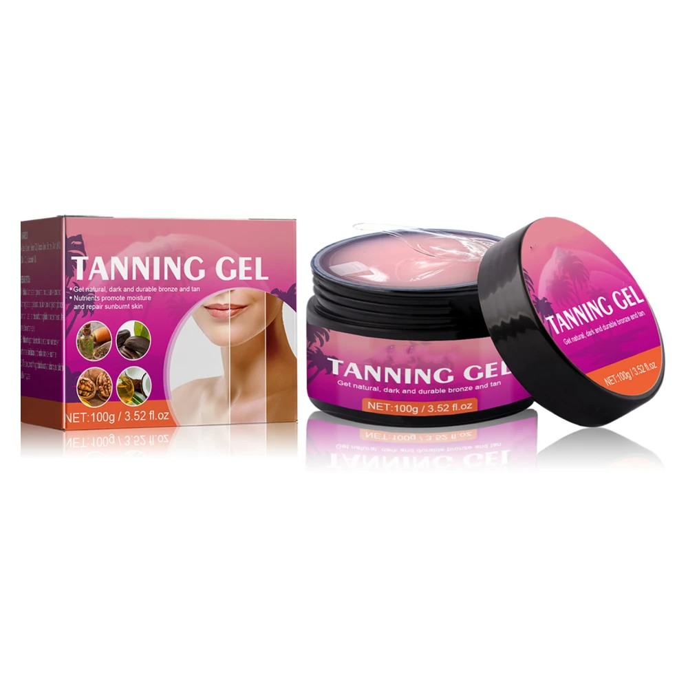 Tanning Gel Hydrating Post Sun Repair Brown Dark Accelerator Sunbed Gel for Summer Beach Peach Scent