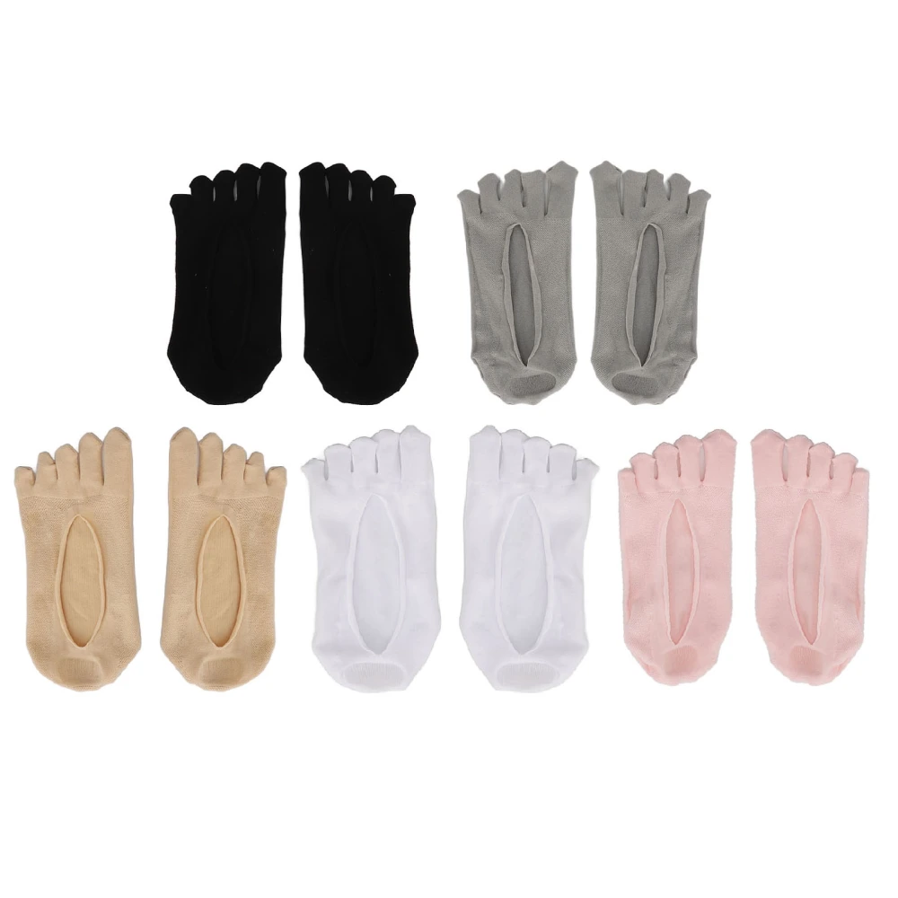 5 Pairs Women Low Cut Socks Breathable Mesh Skin Friendly Full Finger Socks for Summer