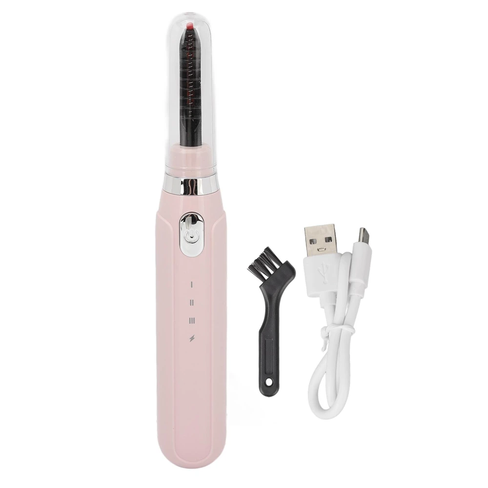 Heated Eyelash Curler Professional Intelligent 3 Gears Temperature Rechargeable Electric Lash Curler Pink