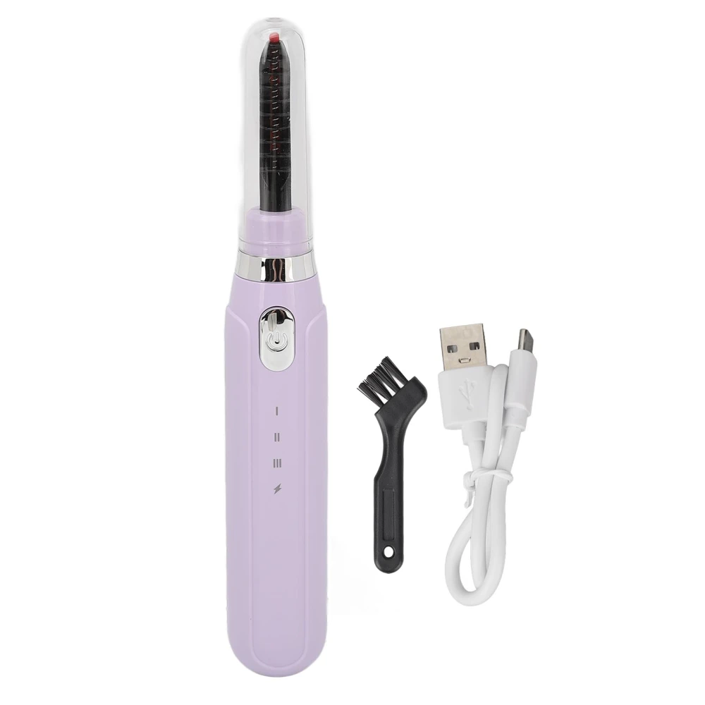 Heated Eyelash Curler Professional Intelligent 3 Gears Temperature Rechargeable Electric Lash Curler Purple