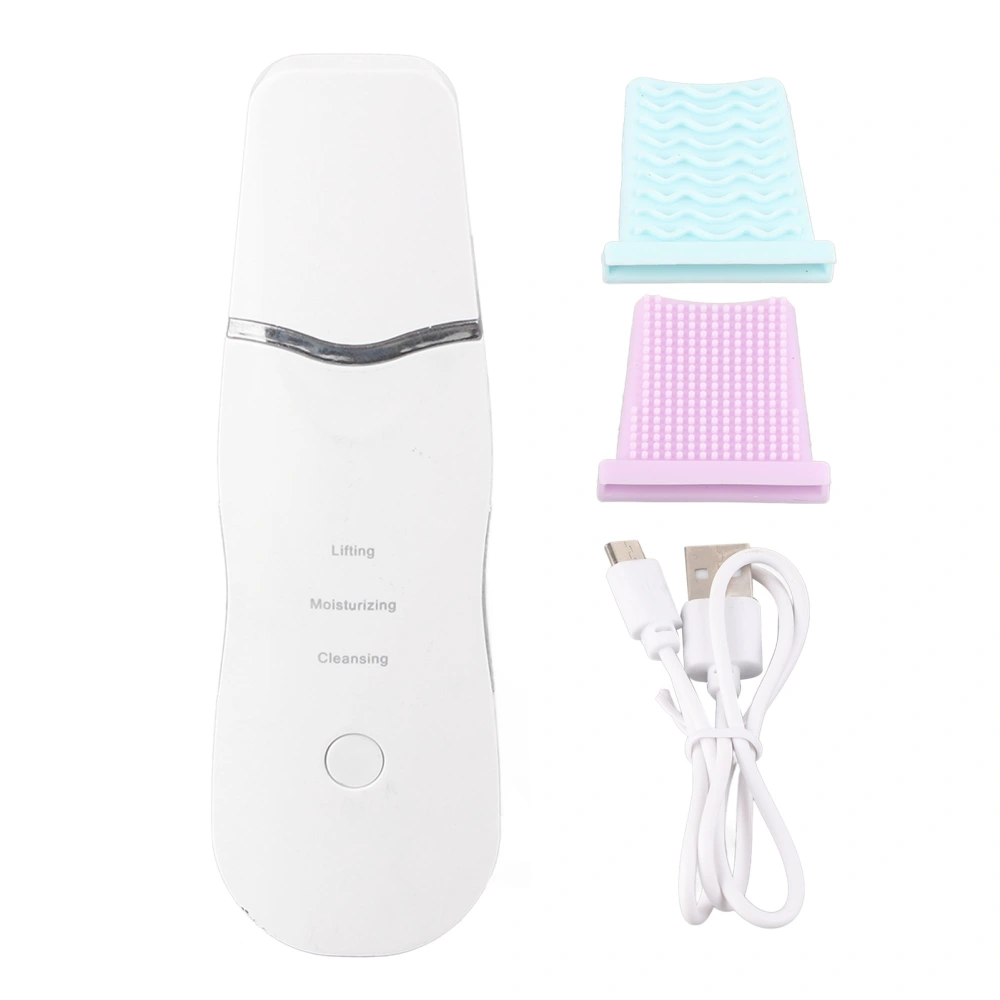 Skin Scrubber Machine 3 Modes Blackhead Removal USB Rechargeable Facial Pore Cleansing Spatula White