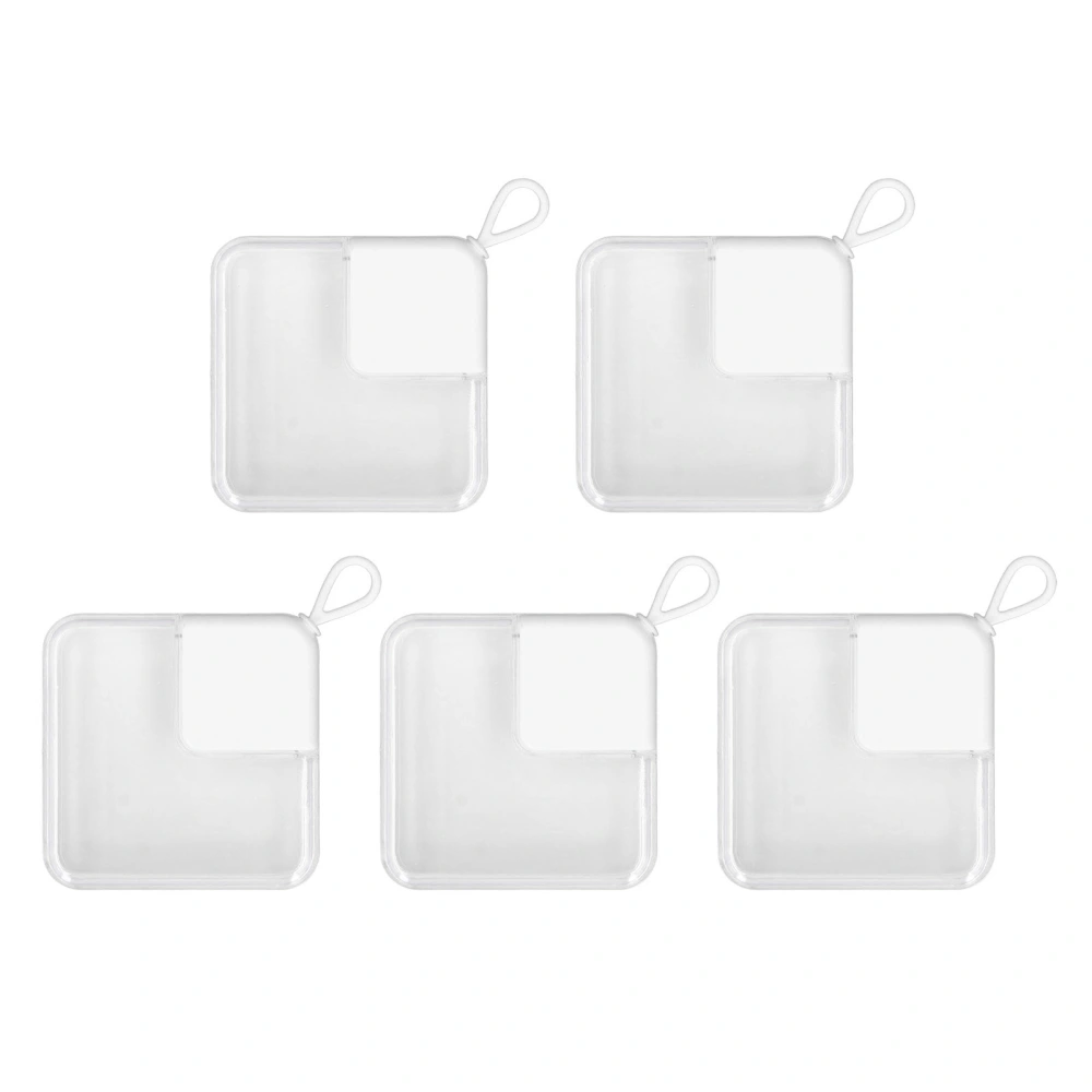 5pcs Powder Puff Storage Box Holder Set Portable White Nail Tip Container Case for Bead Stud Earrings