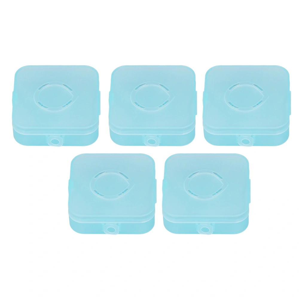 5 Pcs Small Plastic Box Transparent Blue Multifunctional Dust Prevention Clear Container for Handicraft Bead Jewelry