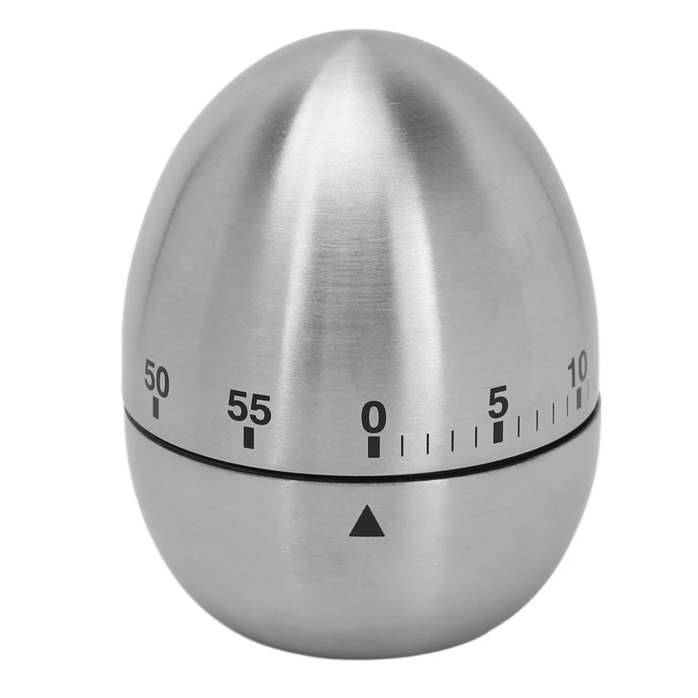 Mechanical Timer Egg Shaped Clear Scale Stainless Steel Timing Reminder for Kitchen Sauna