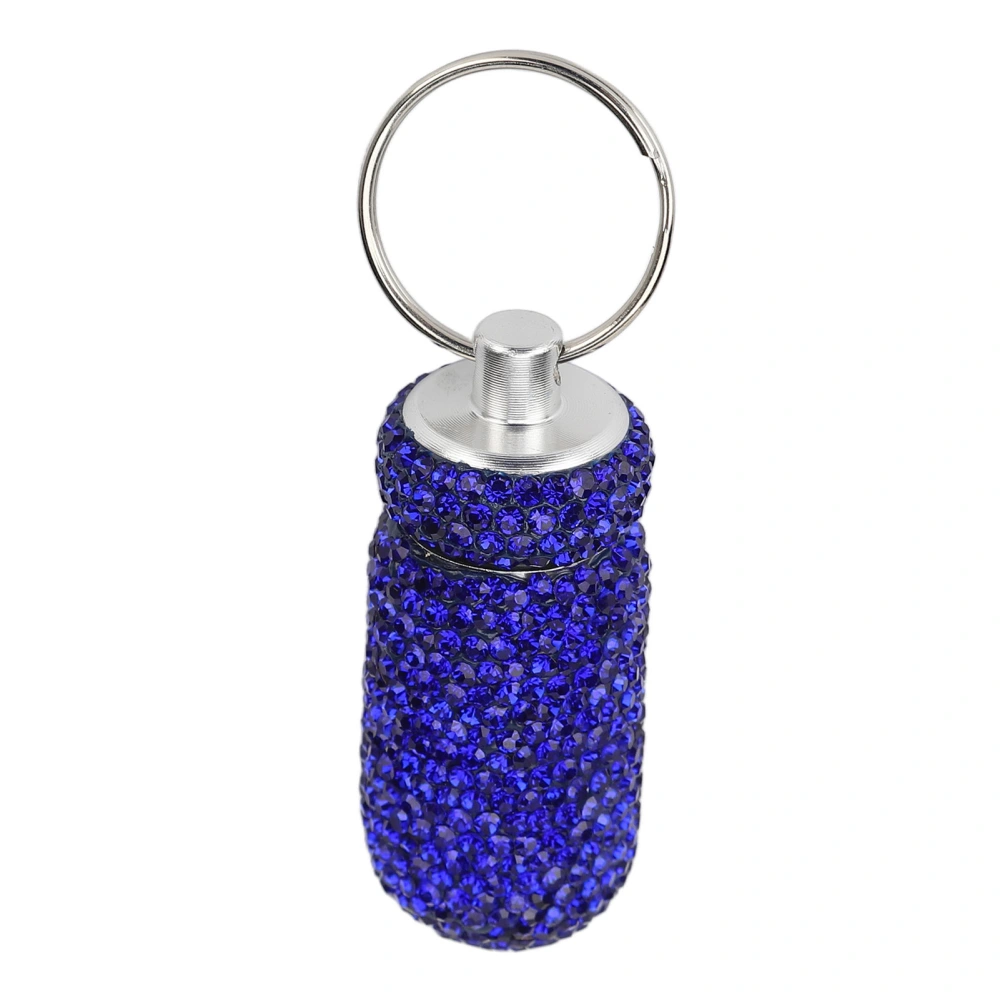 Keychain Medication Case Portable Waterproof Rhinestone Mini Keychain Medication Holder for Travel