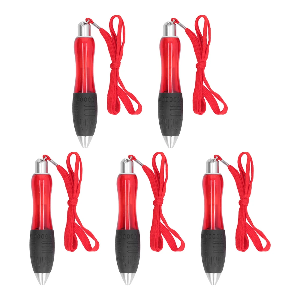 5pcs Big Fat Pens Red Body Retractable Big Fat Ballpoint Pens with Hanging Rope for Arthritis