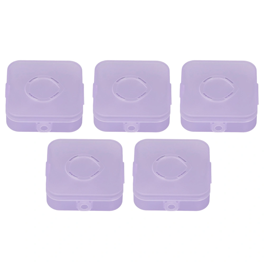 5Pcs Powder Puff Case Plastic Breathable Dustproof Makeup Puff Storage Box Transparent Purple