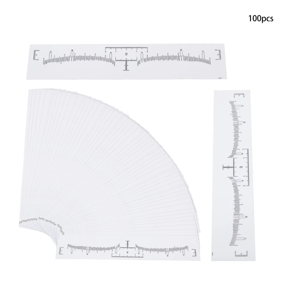 100pcs Disposable Brow Ruler PVC Clear Scale Measuring Microblading Adhesive Eyebrow Sticker White