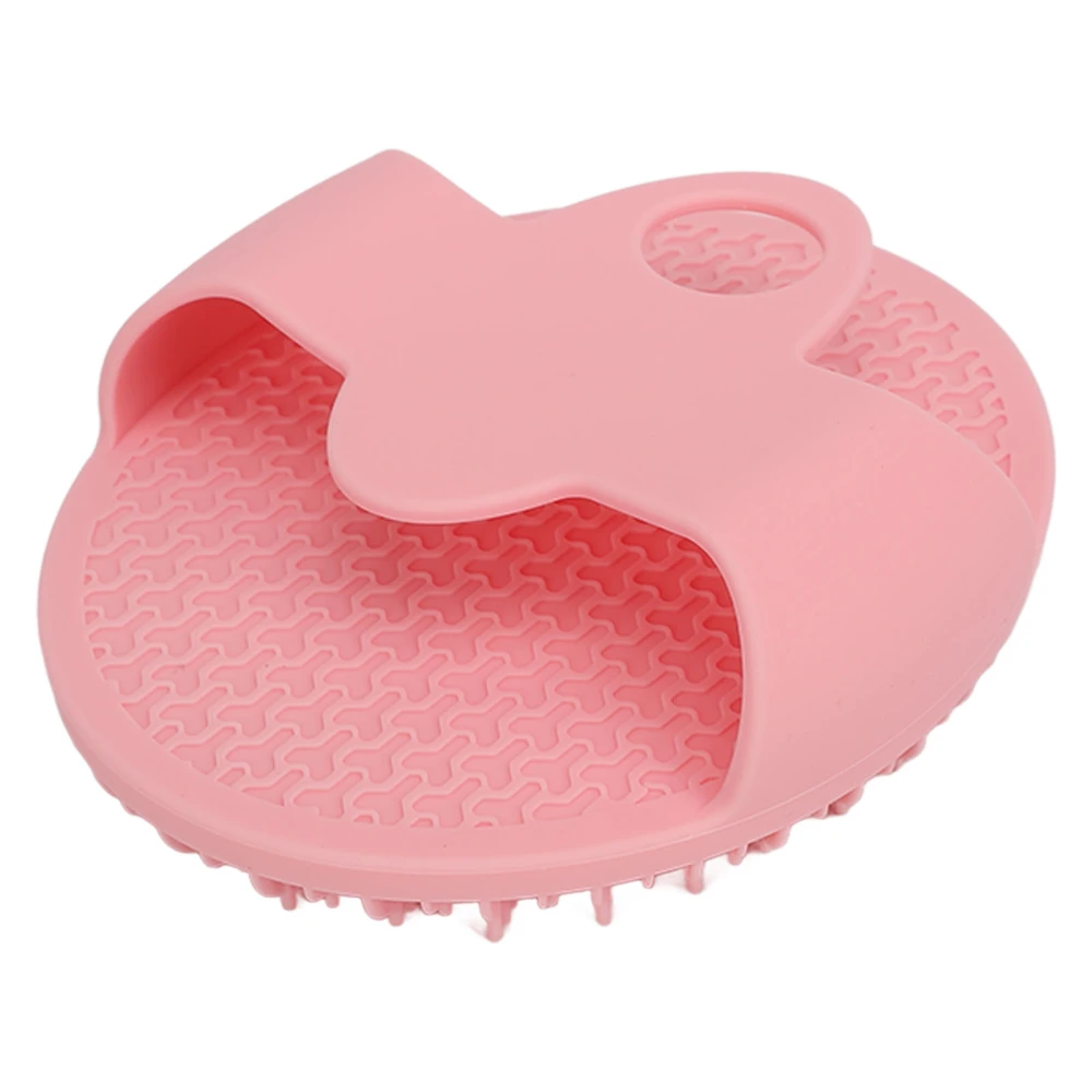 Silicone Body Scrubber Exfoliating Body Bath Shower Round Scrubber Handheld Cleansing Skin Brush Pink