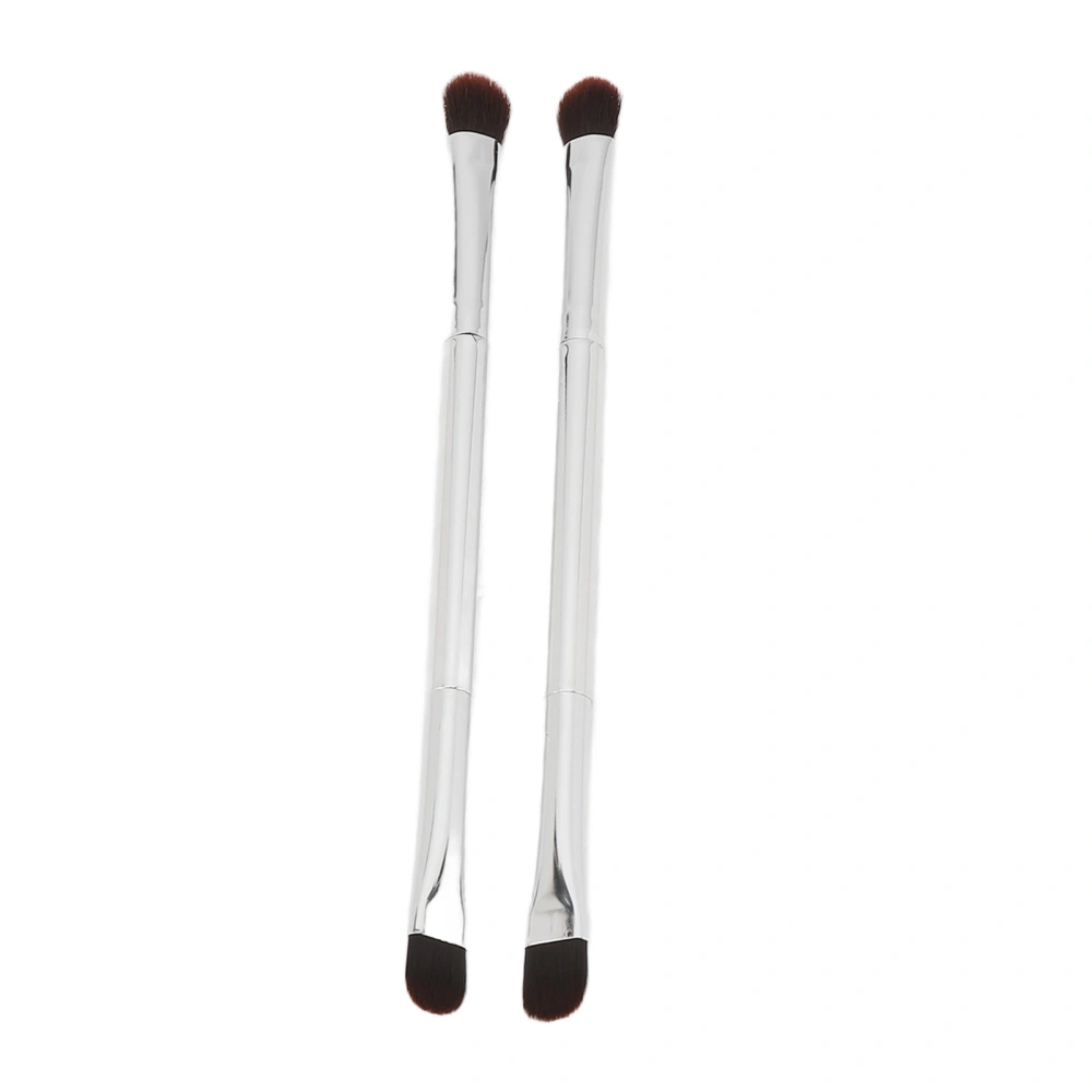 2pcs Double Ended Eyeshadow Brush Professional Silver Makeup Soft Fiber Hair Concealer Brush Cosmetic Tool