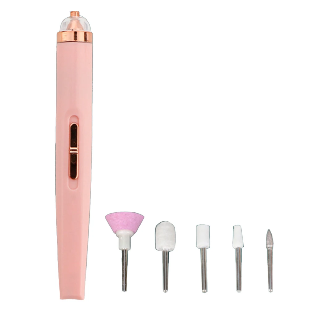 Electric Nail Grinding Machine LED Lighting 4 Gear Adjustable Rechargeable Nail Drill Machine Pink