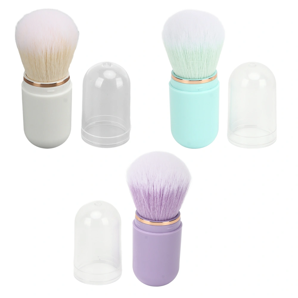 3pcs Nail Dust Cleansing Brush Soft Hair Comfortable Grip Loose Powder Brush with Cover White Purple Green