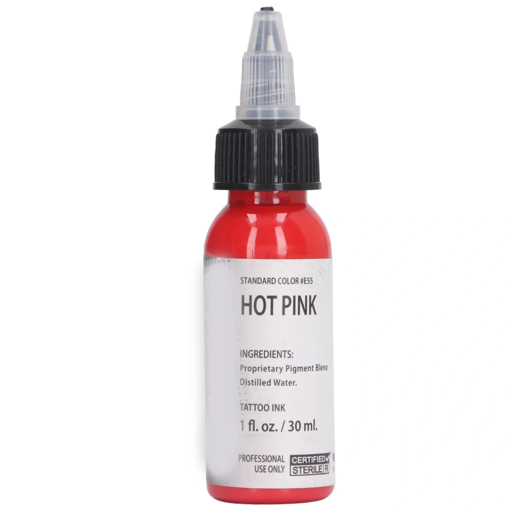 Tattoo Ink Bright Pure Long Lasting Skin Friendly Tattoo Pigment for Beginners 30ml Hot Pink