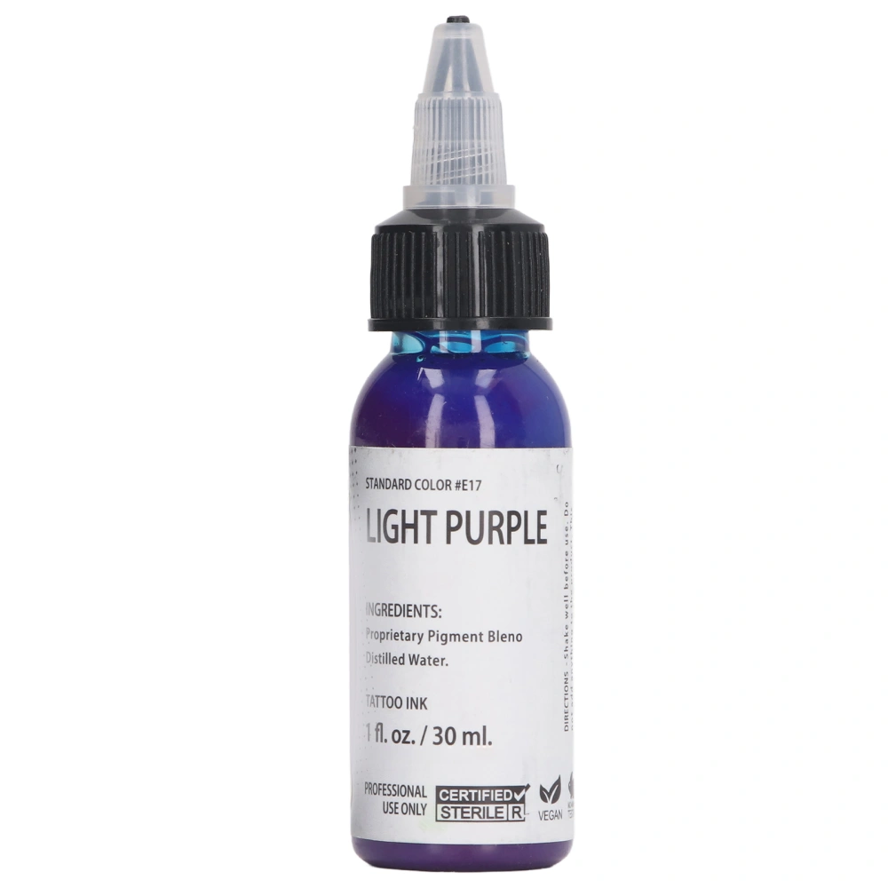 Tattoo Ink Bright Pure Long Lasting Skin Friendly Tattoo Pigment for Beginners 30ml Light Purple