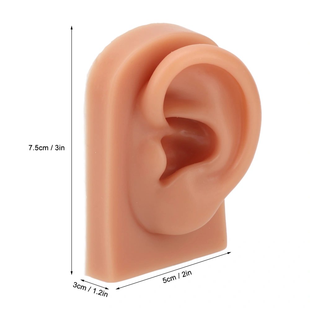 3D Piercing Practice Ear Model Dark Skin Color Soft Silicone Ear Model for Earrings Display Acupuncture Left