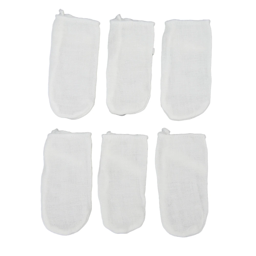 6pcs Baby Teeth Cleaning Gauze Finger Cover Milk Stain Removal Soft Hygiene Ring Buckle Oral Tongue Cleaner