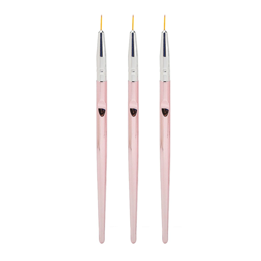 3pcs Nail Liner Brushes Nylon Brush Tip Nail Art Liner Pen Set for Short Strokes Details Silver