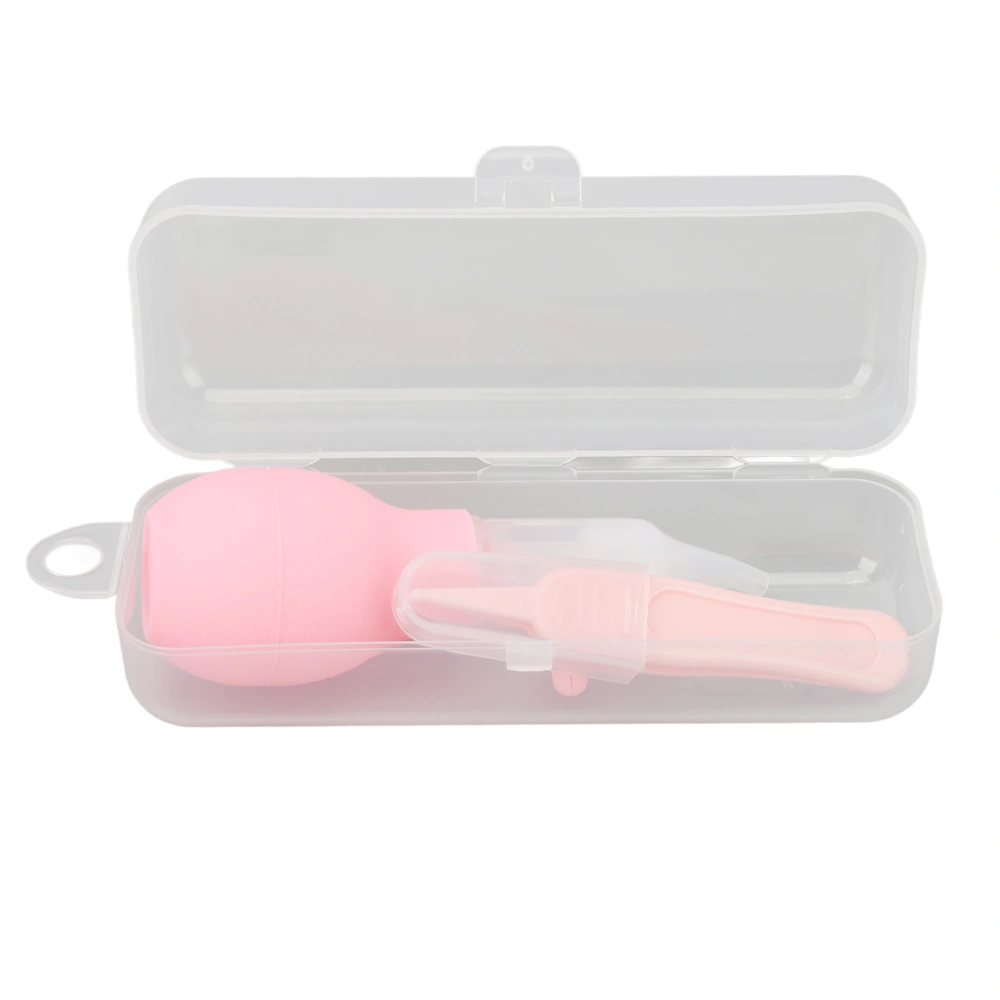 Infant Nasal Aspirator Nose Cleansing Soft Silicone Tip Manual Baby Nose Sucker with Tweezers